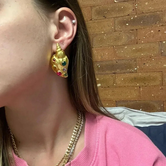 Zara Gold Colorful Shell Earrings - Picture 3 of 17